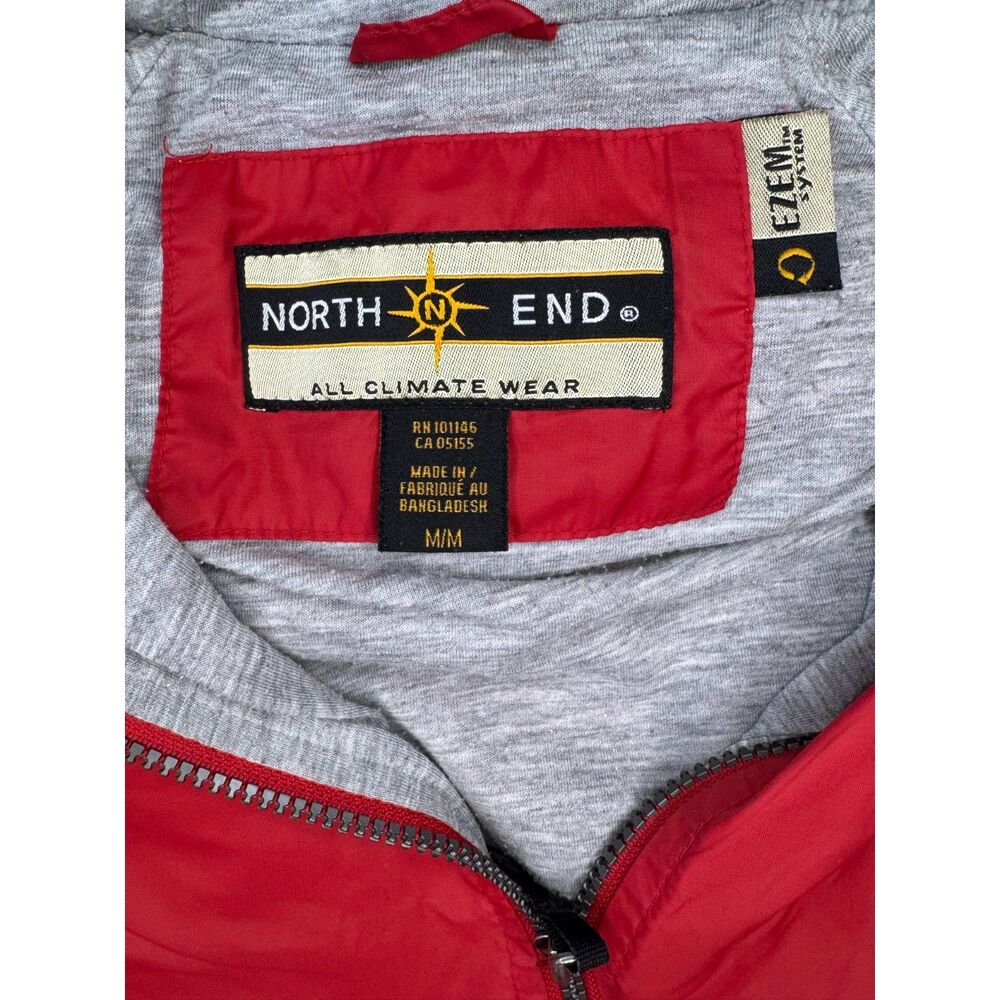 North End Windbreaker Jacket Mens M Red Hooded Lightweight Zip Rain Coat - Picture 3 of 11